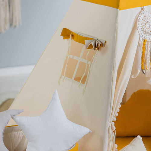 tipi-espace-lit-enfant-jaune-blanc