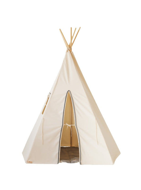 Tente-Tipi-Gris-avec-Pompons-enfant