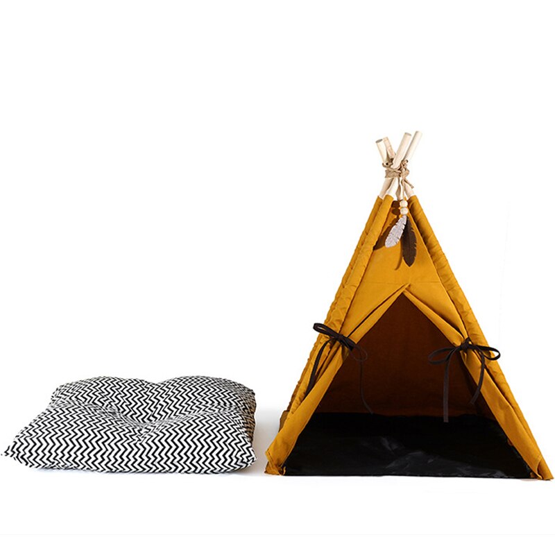 tente-tipi-chat-en-coton-et-bois