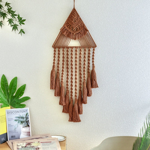 Attrape-reves-triangle-macrame-marron