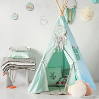 Tente Tipi Mint Fog avec Pompons