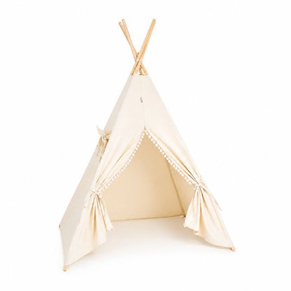 Tipi-Enfant-Pompons-beige