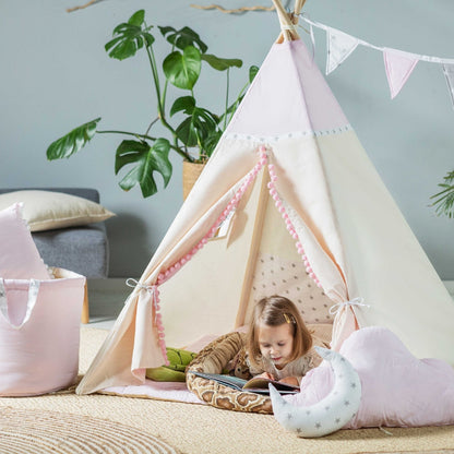 Tipi-Fille-beige-rose-avec-accessoires