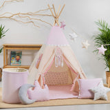 Tipi Fille Rose avec Tapis et Coussin