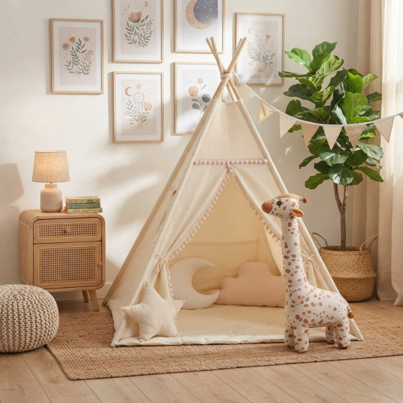 Tipi-enfant-avec-Tapis-beige-coin-jeu-chambre