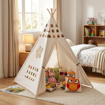 Tipi-enfant-blanc-avec-hiboux