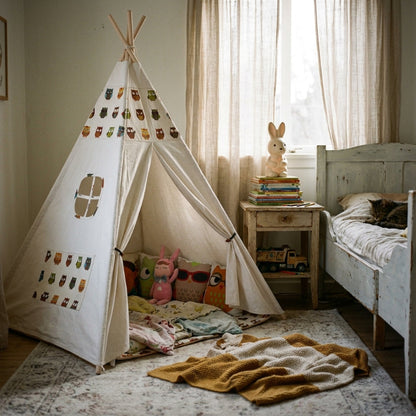 Tipi-enfant-blanc-motif-hiboux
