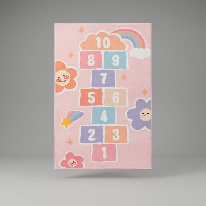 tapis-marelle-rose-arc-en-ciel-nuage-fille