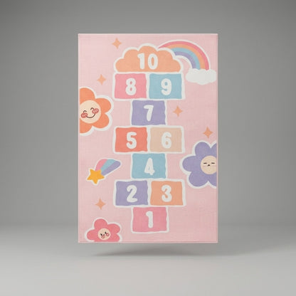 tapis-marelle-rose-arc-en-ciel-nuage-fille