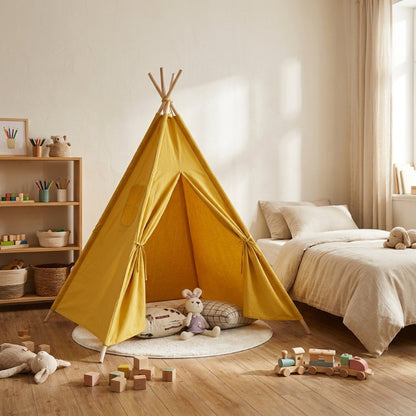 tente-tipi-enfant-jaune-moutarde