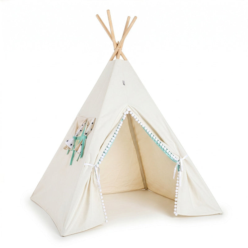 tipi-enfant-blanc-vert-menthe-sans-accessoires