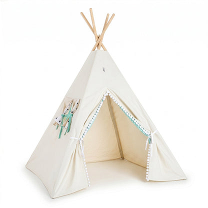 tipi-enfant-blanc-vert-menthe-sans-accessoires