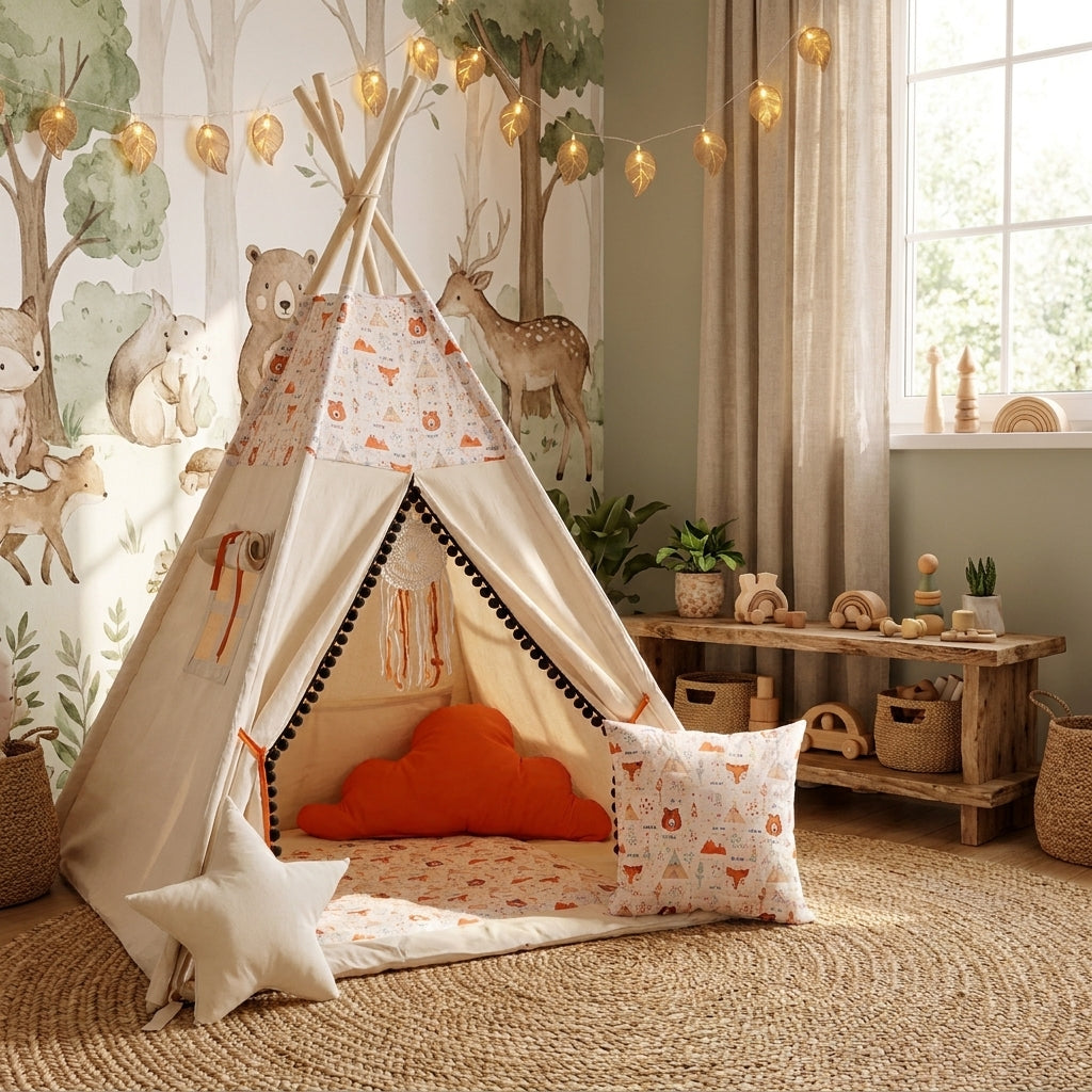 tipi-enfant-motif-ours-et-renard