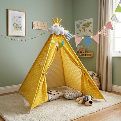 tipi-jaune-et-blanc-chambre-enfant