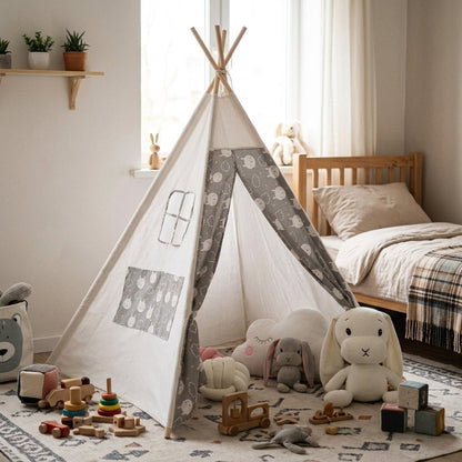 tipi-jeu-enfant-blanc-motif-chat