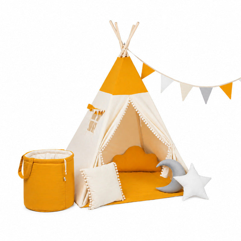 tipi-lit-blanc-orange-avec-accessoires