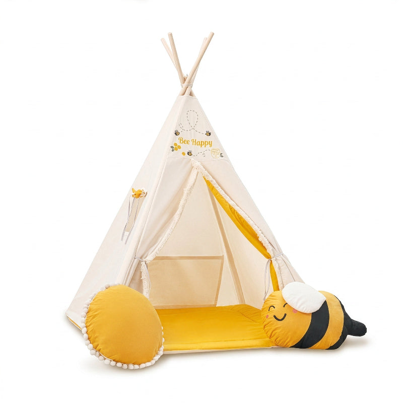 tipi-motif-abeille-tapis-coussins