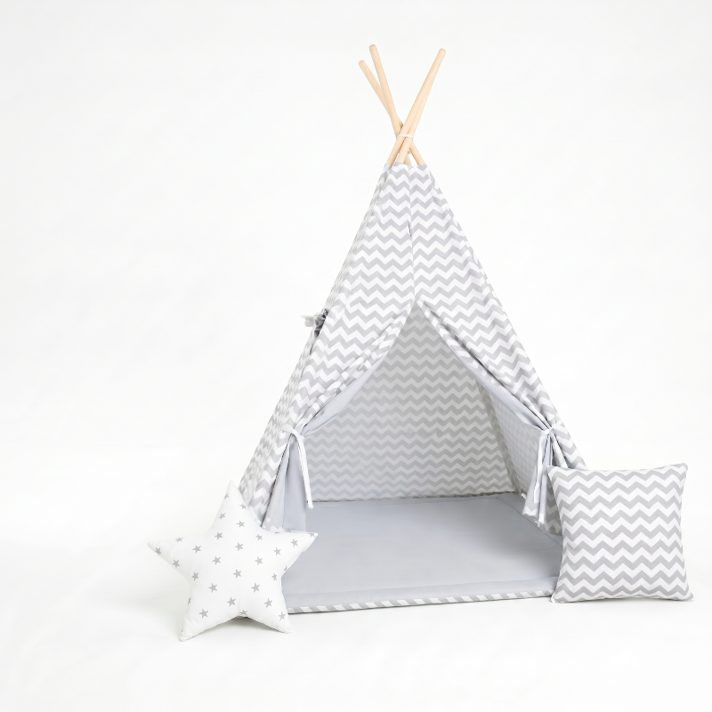 tipi-tente-jeu-rayures-blanches-et-grises